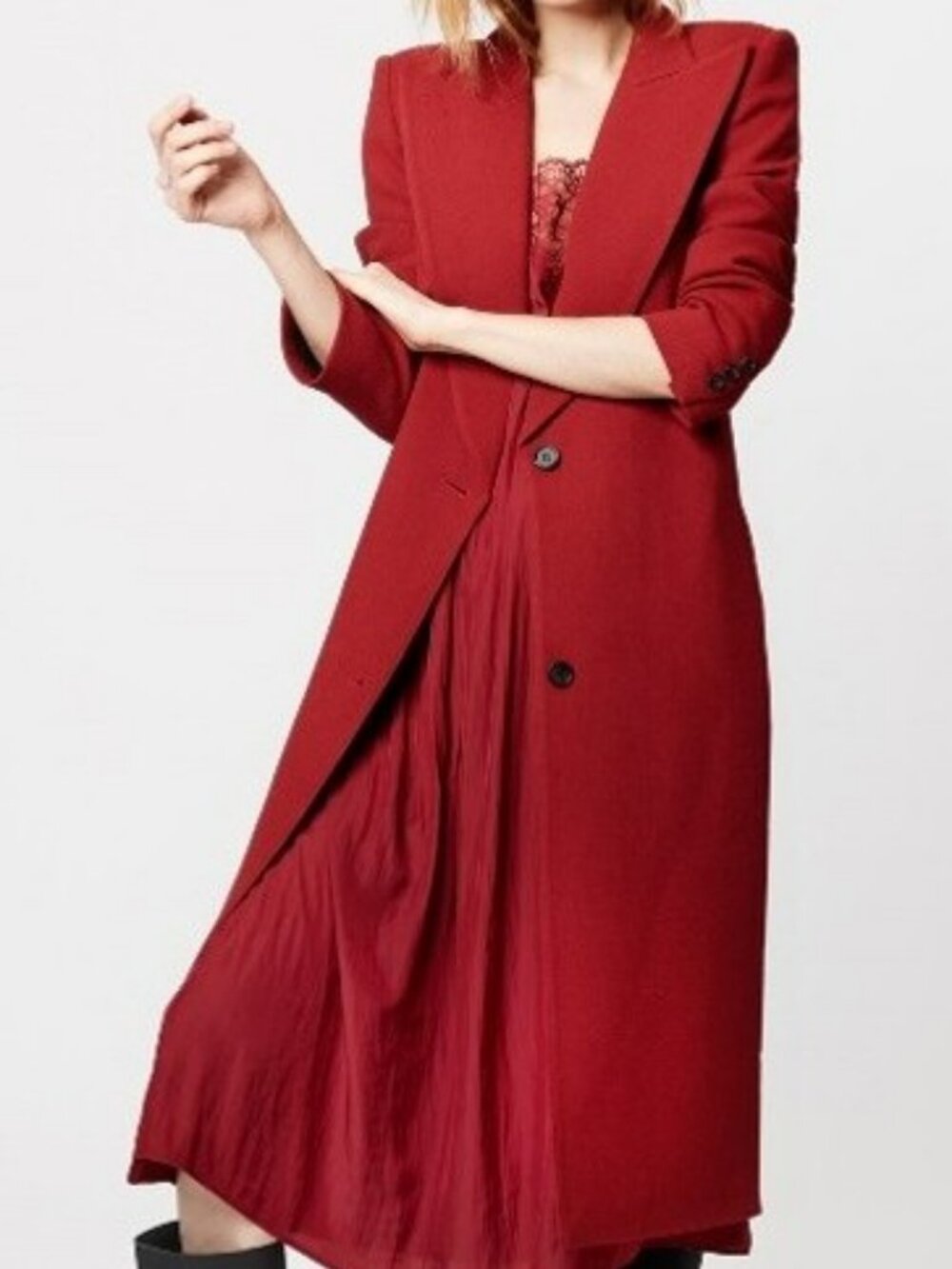 Smythe Peaked Lapel Coat Deep Brick Size 4